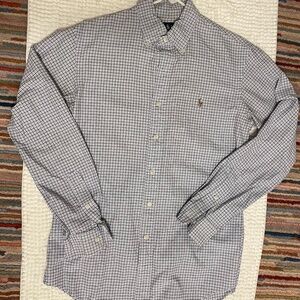 Ralph Lauren Men’s Small Classic Fit Oxford in Blue White Checks Long Sleeve